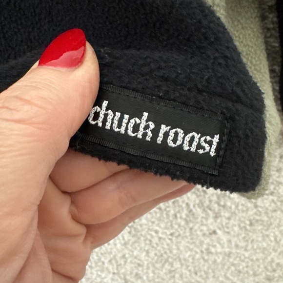 Vintage Chuck Roast Fleece Pullover Mens S Black & Army Green Polartec Hoodie - Picture 2 of 8